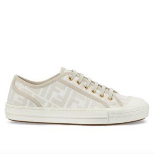 Fendi Domino White fabric low-tops